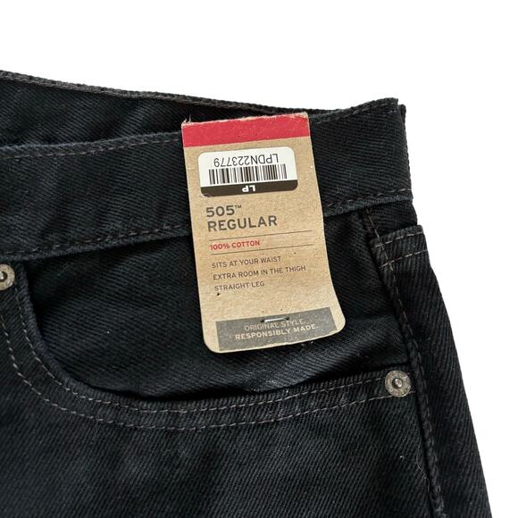 Levi’s Mens 505 Black Regular Fit Straight Leg Performance Cool Jeans Size 38x34 - Picture 4 of 10